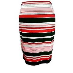 Talbots Pink Striped Knee Length Pencil Skirt